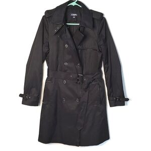 Chaps Trench Coat Sz M Black Ralph Lauren